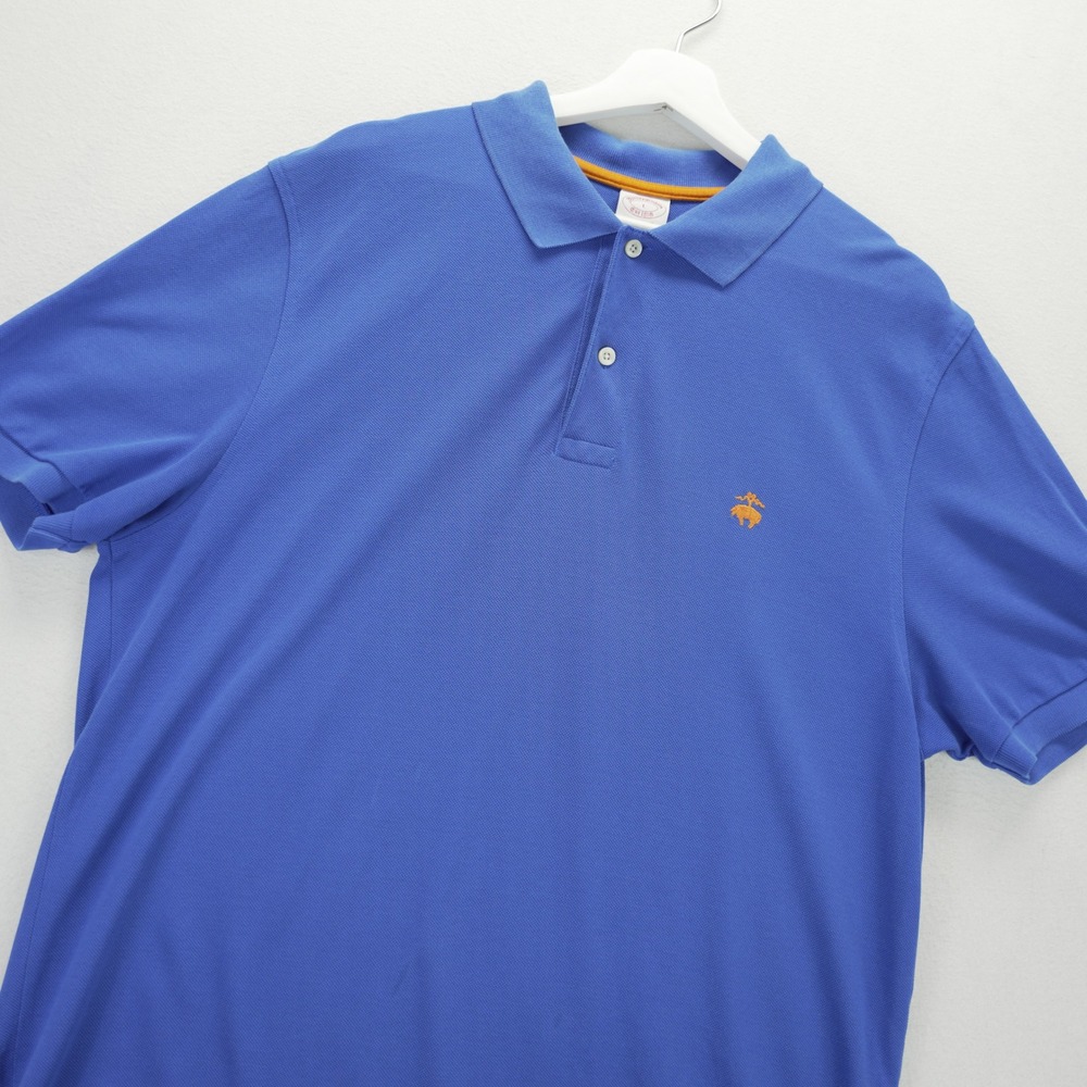 Brooks Brothers Mens Blue Supima Cotton Performance Polo Shirt Original Fit L